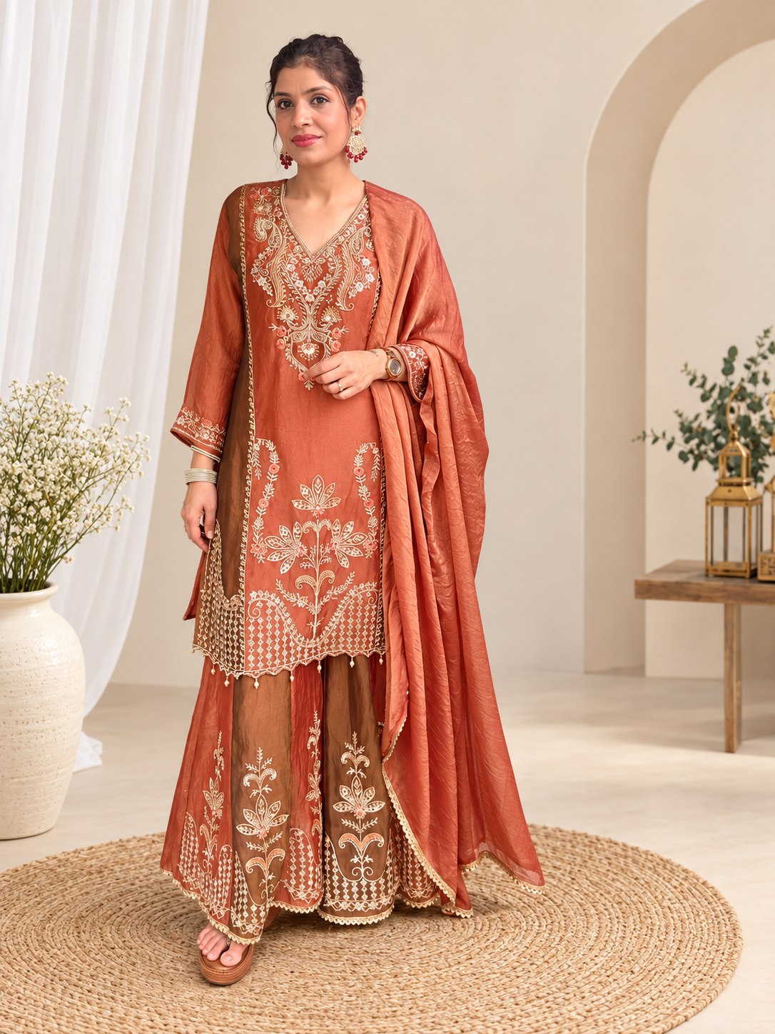 Party Wear Embroidered Sharara Set